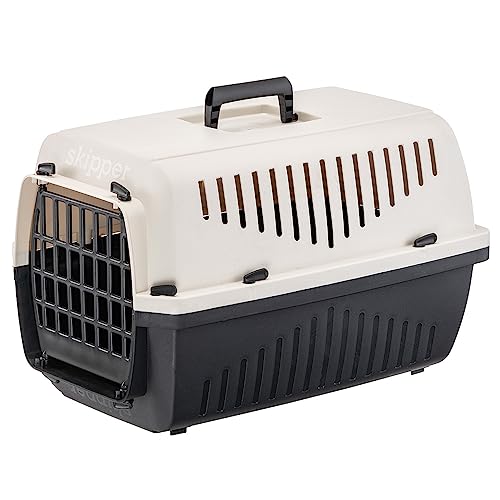 Ferplast Katzentransportbox SKIPPER 1, Hundetransportbox, Haustiertransportbox für kleine Hunde und Katzen bis 5 kg, Hundetransportbox, Katzentransportbox, 48x32xH 31 cm, aus Kunststoff mit Klappgriff von Ferplast