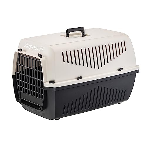Ferplast Katzentransportbox SKIPPER 3, Hundetransportbox, Haustiertransportbox für kleine Hunde und Katzen bis 10 kg, Hundetransportbox, Katzentransportbox, 62x41xH38 cm, aus Kunststoff mit Klappgriff von Ferplast