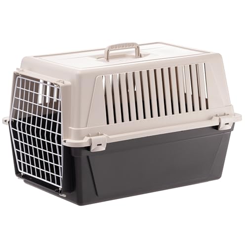 Ferplast Katzentransportbox, kleine mittelgroße Hundetransportbox, Hunde und Katzen bis 15 kg, plastifizierte Eisentür, Lüftungsschlitze, 40x60xH 38 cm, Hartschalen Transportbehälter ATLAS 30 EL, blau von Ferplast