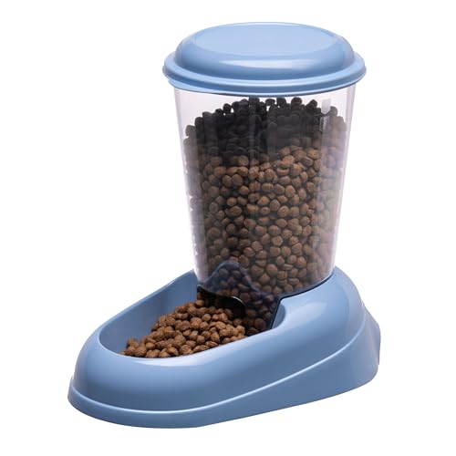 Ferplast Trockenfutter-Spender für Hunde und Katzen 3 Liter Zenith Praktischer Spender Futter-Spender für Tiere, durchsichtiger Behälter mit Deckel, Rutschfester Boden, 20,2 x 29,2 x 28,8 cm, blau von Ferplast