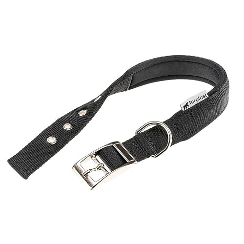 Ferplast Hundehalsband, Größe M, Groß, aus gepolstertem Nylon, verstellbare Metallschnalle, Halsumfang 41–49 cm, Schwarz von Ferplast