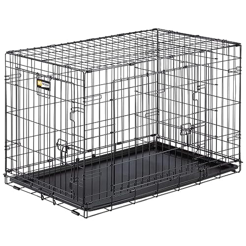 Ferplast Zusammenklappbares Hundekäfig DOG-INN 90. Faltbox für Hundewelpen, Metallgitter-Transportbox, inklusive Trennwand, zwei Türen mit Sicherheitsverschluss, 92,7 x 58,1 x h 62,5 cm Schwarz von Ferplast