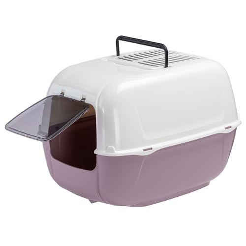 FERPLAST - Katzentoilette - Katzenklo mit Deckel - Schwingtür - Aktivkohlefilter zur Geruchsneutralisierung - Katzenklo Groß - Cat Litter Box - 39,5 X 52,5 x h 38 cm - Prima Toilette, Bordeaux von Ferplast