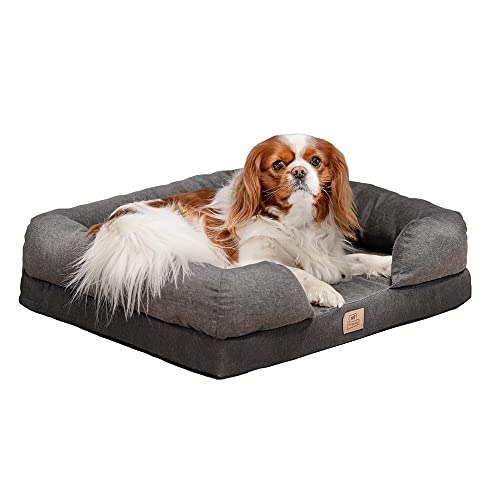 Ferplast Orthopädisches Bett für Hunde MEMOR-ONE M Memory Foam, 64 x 52 x 16.5 cm, Grau von Ferplast