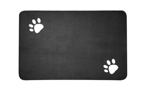 40 × 60 cm Futtermatte Katzen rutschfest,Unterlage Hundenapf Absorbierende,Diatomit Unterlage Katzennapf Schnell Trocknend,Napfunterlage Hund rutschfest,Futternapf Unterlage Katze (Schwarz) von FerraDrend