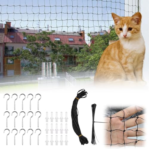 Balkonnetz für Katzen 2 x 3 M,Katzennetz für Balkon Schwarz,3 x3 cm Netz,Katzennetz Drahtverstärkt mit Befestigungsseil,Schraubhaken,Kabelbinder,Katzenschutznetz Balkon für Terrassen,Balkon,Fenstern Balkonnetz für Katzen 2 x 3 M,Katzennetz für Balkon Schwarz,3 x3 cm Netz,Katzennetz Drahtverstärkt mit Befestigungsseil,Schraubhaken,Kabelbinder,Katzenschutznetz Balkon für Terrassen,Balkon,Fenstern von FerraDrend