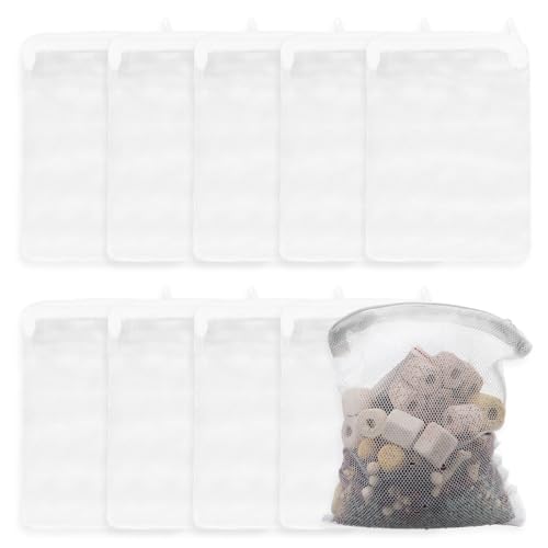 10 Stück Aquarium Filterbeutel 14.5x19.5cm Nylon Fischtank Mesh Filterbeutel, Netzbeutel, Wiederverwendbare Filtersack mit Kordelzug Reißverschluss für Aquarienbälle, Aktivkohle, Pelletkohle, Weiß 10 Stück Aquarium Filterbeutel 14.5x19.5cm Nylon Fischtank Mesh Filterbeutel, Netzbeutel, Wiederverwendbare Filtersack mit Kordelzug Reißverschluss für Aquarienbälle, Aktivkohle, Pelletkohle, Weiß von FerraDrend