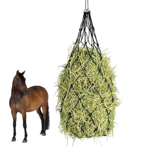 FerraDrend Heunetz für Pferde, 85x84cm Heunetz Engmaschig-Rundballen, Beutel mit Langsamer Fütterung für Pferde, Gesundheit Fördern für Pferde, Ziegen, Schafe (Schwarz) von FerraDrend