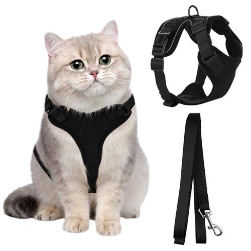 Katzen Leinen mit Geschirr,Katzengeschirr mit Leine,Verstellbares Cat Harness, Ausbruchsicher Katzen Geschirr Set mit Leine, Katzenleine mit Reflektierenden Streifen Katzen Leinen mit Geschirr,Katzengeschirr mit Leine,Verstellbares Cat Harness, Ausbruchsicher Katzen Geschirr Set mit Leine, Katzenleine mit Reflektierenden Streifen von FerraDrend