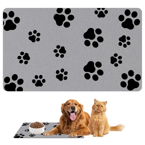 Napfunterlage Hunde und Katze,30x50 cm Futternapf Unterlage für Haustierfutter,Unterlage Katzennapf rutschfest,Saugfähige Schnelltrocknend Futtermatten für Haustier,Futtermatte Hund Futterunterlage von FerraDrend