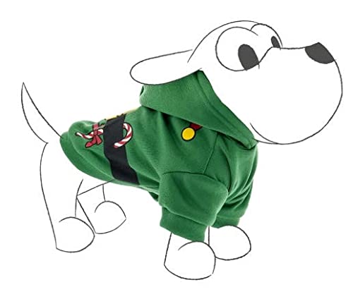 Ferribiella Lustiges Weihnachtskostüm für Haustiere, Mantel Weihnachten, Katzen und Hunde, grüne Elfen-Kleidung für Partykleidung, Cosplay, 45 cm, Größe XL von Ferribiella