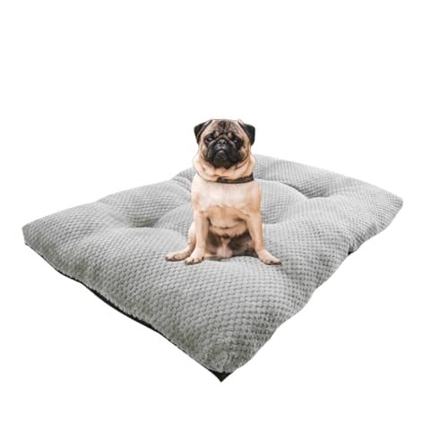 Fesky Hundebett, mittelgroß, waschbar, Plüsch, Katzenbett, Kissen, Matratze mit rutschfester Unterseite, weich, warm, gemütlich, Grau, 80 x 55 cm Fesky Hundebett, mittelgroß, waschbar, Plüsch, Katzenbett, Kissen, Matratze mit rutschfester Unterseite, weich, warm, gemütlich, Grau, 80 x 55 cm von Fesky