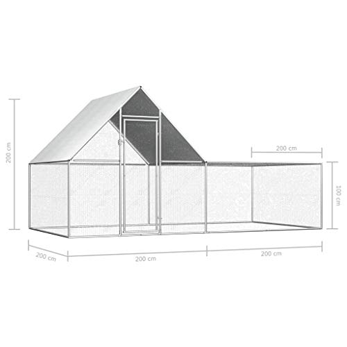 Festnight Hühnerstall 4 x 2 x 2 m (B x T x H) Verzinkter Stahl… von Festnight