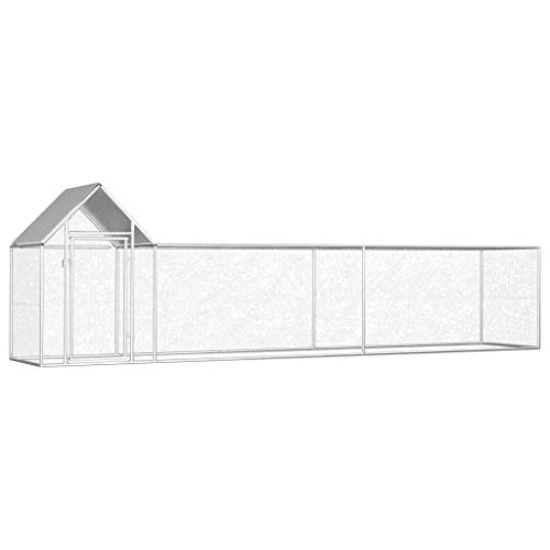 Festnight Hühnerstall 5×1×1,5 m Verzinkter Stahl Outdoor Hühnerkäfig Hühnerhaus Mit einem wasserfesten Dach von Festnight