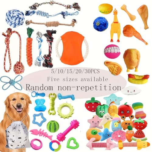 FetehYuin 5/10/15/20/30 Stück interaktives Baumwoll-Welpenspielzeug-Set – robuste, langlebige Spielzeit Kauspielzeug für kleine bis mittelgroße Hunde – sortiertes hörbares Quietschspielzeug für den FetehYuin 5/10/15/20/30 Stück interaktives Baumwoll-Welpenspielzeug-Set – robuste, langlebige Spielzeit Kauspielzeug für kleine bis mittelgroße Hunde – sortiertes hörbares Quietschspielzeug für den von FetehYuin