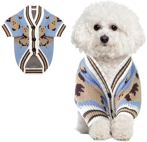 Hundepullover, Gestricktes Hundepulli für Kleine Mittlere Hunde(Blue,S) von Feuvois