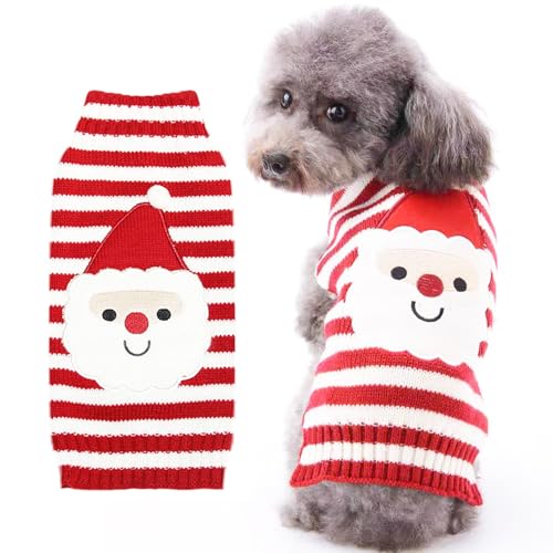 Hundepullover Weihnachten Haustier Katze Hunde Pullover Gestrickter Hundepulli Weihnachten Hund Weihnachtsoutfit Hunde Pullover Kostüme Weihnachtens für Kleine Mittelgroße Großer Hund XXS von Feuvois