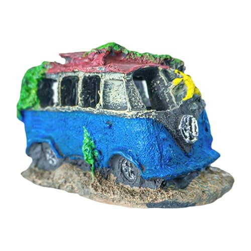 FewNvWa Aquarium Dekor mit Auto Wrack für Fische Und Garnelen, Busstatue von FewNvWa