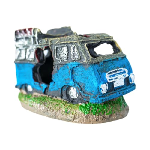 FewNvWa Aquarium Dekor mit Auto Wrack für Fische Und Garnelen, Van Statue von FewNvWa