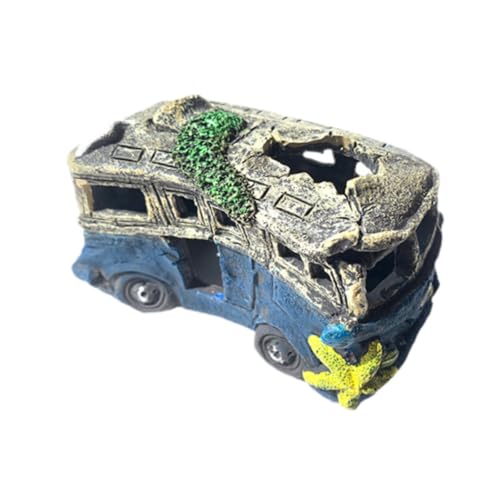 FewNvWa Aquarium Dekoration mit Auto Wrack, Versteck für Wasserlebewesen Und Kleine Fische, Schulbus FewNvWa Aquarium Dekoration mit Auto Wrack, Versteck für Wasserlebewesen Und Kleine Fische, Schulbus von FewNvWa
