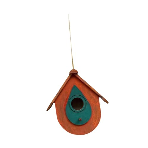 FewNvWa Hängende Vogelhaus außerhalb Gartendekoration Ruhestand einzigartiger Touchkuch - Nest für Terrasse Zaun, Orange von FewNvWa