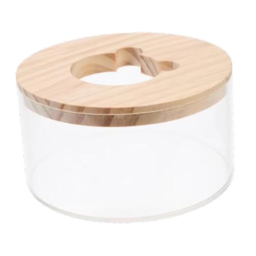 FewNvWa Hamster Sandbadewanne, Sandbadbehälter, Leicht zu Reinigen, Duschraum Aus Acryl mit Holzdeckel für Kleine Tiermäuse, S von FewNvWa