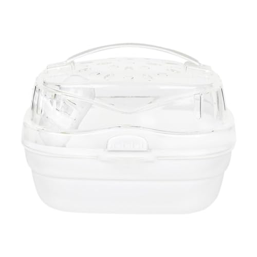 FewNvWa Hamster Transportkäfig für Reisen 20x16x15 cm mit Integriertem Wasserbehälter, Weiß von FewNvWa