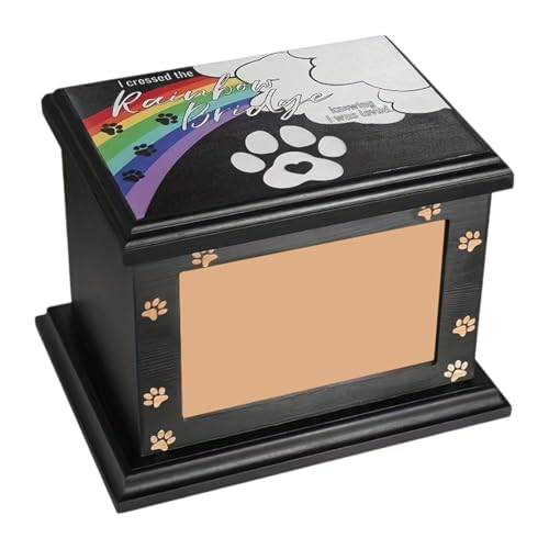 FewNvWa Haustierurne Hundeurne für Asche, Gedenkgeschenk Aus Holz mit Bilderrahmen, Beerdigungs Gedenkbox für Haustiere, Katzenasche, Andenkenbox von FewNvWa
