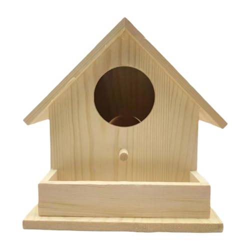 FewNvWa Holz-Nistkasten, hängendes Vogelhaus mit Barschstand für Terrasse und Außenbereich von FewNvWa