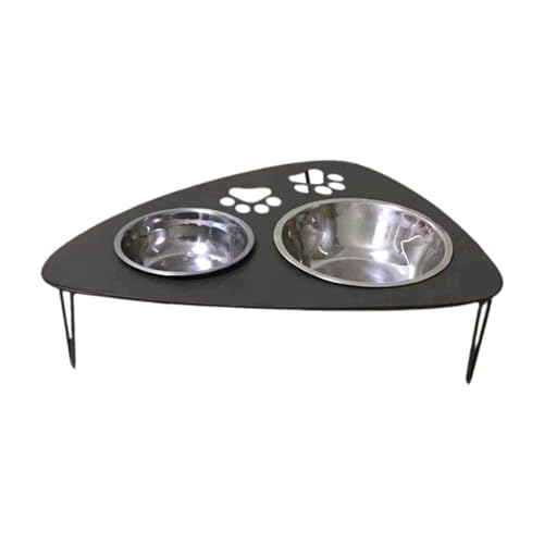 FewNvWa Katzen Und Hundeschalen Aus Edelstahl mit Halter für Futter Und Wasser, Katzenklauenmuster von FewNvWa
