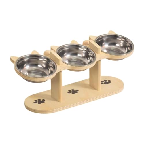 FewNvWa Katzenschalen mit Erhöhtem Design, Futterstation für Katzen, Tragbare Schalen mit Halter, Holzstand von FewNvWa