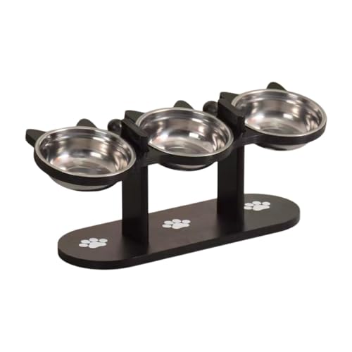 FewNvWa Katzenschalen mit Erhöhtem Design, Futterstation für Katzen, Tragbare Schalen mit Halter, Schwarzer Stand von FewNvWa
