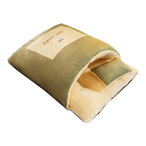 FewNvWa Katzenschlafsack, Haustierbett mit Kissen, Winter, warm, dekorativ, niedlicher Unterschlupf für Welpen, kleine Hunde, Sack, Beutel, überdachte Höhle, L Green FewNvWa Katzenschlafsack, Haustierbett mit Kissen, Winter, warm, dekorativ, niedlicher Unterschlupf für Welpen, kleine Hunde, Sack, Beutel, überdachte Höhle, L Green von FewNvWa