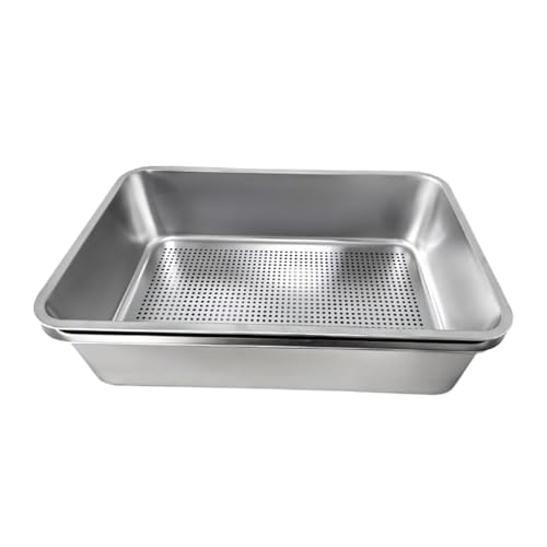 FewNvWa Katzentoilette Edelstahl Sandbecken Spritzwassergeschützt Kätzchen Töpfchen Toilette FewNvWa Katzentoilette Edelstahl Sandbecken Spritzwassergeschützt Kätzchen Töpfchen Toilette von FewNvWa
