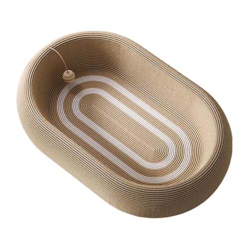 FewNvWa SISAL Katzen KRATZPLATTFORM mit Spielzeugkugeln für Autositz, Oval 60x40 cm von FewNvWa