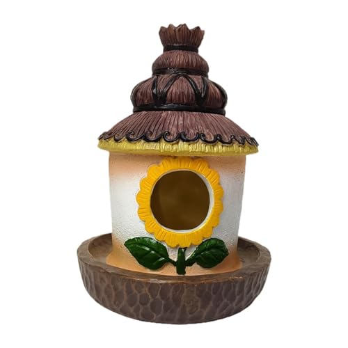 FewNvWa Vogelhaus mit Futterspender, Kunstharz, Unterschlupf, Terrasse, Außenbereich, Nest, Hängehütte für Sittiche, Garten, Unzertrennli von FewNvWa