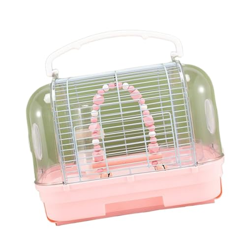 FewNvWa Vogelkäfig für Reisen, Papageienkäfig mit Wasserbehälter, Transportkäfig für Vögel, Rosa von FewNvWa