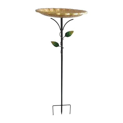 FewNvWa Vogeltränke Als Vogelfutterspender Stand Vogelbad Und Futterschale Eine Dekorative Eisen Dekoration mit Einfach Montierbarem Stab für Balkone Terrass, Gold von FewNvWa