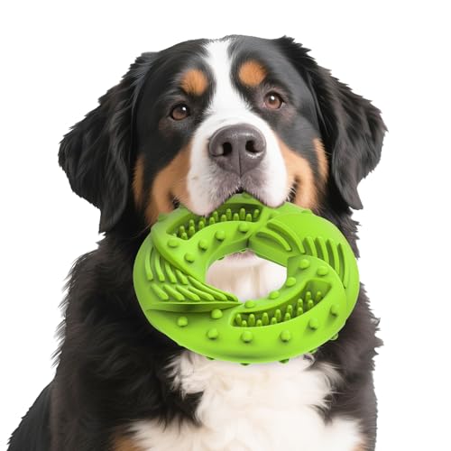 Feycig Hundespielzeug Gummi für Starke Kauer - Naturkautschuk Kauspielzeug für Ring, Kauring Hund Gummi Unzerstörbar, Spielerische Zahnpflege Ring Spielzeug für großer Kleiner Hunde (13.9CM) (Grün) von Feycig