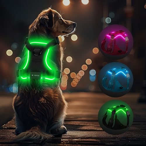 Light Up Dog Hundegeschirr Leuchtend LED Aufladbar - Leuchtgeschirr Leuchtend für Klein Mittelgroße Grosse Hund, Reflektierende Brustgeschirr Beleuchtetes Hundegeschirr, 4-Punkt Verstellbar,Schwarz,XS Light Up Dog Hundegeschirr Leuchtend LED Aufladbar - Leuchtgeschirr Leuchtend für Klein Mittelgroße Grosse Hund, Reflektierende Brustgeschirr Beleuchtetes Hundegeschirr, 4-Punkt Verstellbar,Schwarz,XS von Feycig