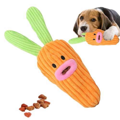 Feziwurs Karotten-Leckerli-Spielzeug für Hunde, Plüsch-Puzzle-Spielzeug, weich, lustig, quietschend, verschleißfest, niedliches Plüsch-Karotten-Hundespielzeug für aggressives Kauen, Apportieren und von Feziwurs