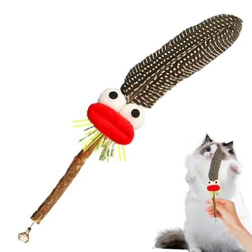 Feziwurs Katzenminze-Spielzeug, niedliche Big-Mouth Puppe Interaktive Katze Kicking Natural Silvervine Stick Katzenfederspielzeug Zahnen Kauspielzeug Katzen Zubehör für Langeweile reduzieren von Feziwurs