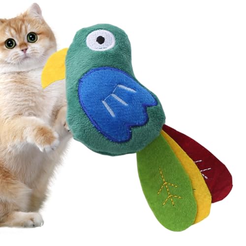 Feziwurs Papageien-Katzenspielzeug – Papageienform Katzenminze Plüschspielzeug für Katzen – Kuh-Design, unterhaltsames Katzenminze-Spielzeug für Teaser, unterhaltsam, interaktiv, für kleine Katzen von Feziwurs