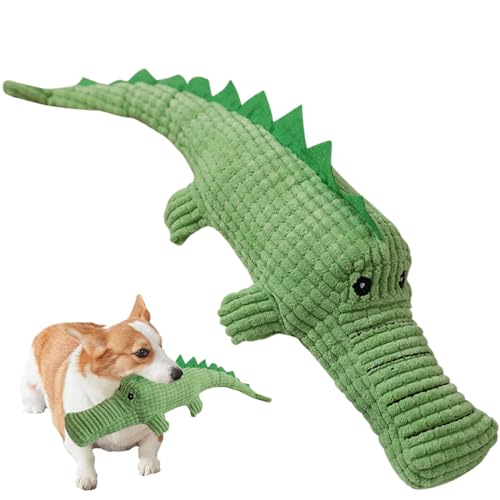 Feziwurs Plüsch-Alligator-Hundespielzeug | Beißspielzeug für Welpen, Geräuschmachendes Beiß- und Schleifspielzeug, verschleißfeste Unterhaltung für interaktives Spielzeug von Feziwurs