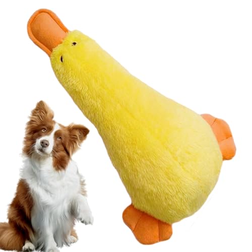 Feziwurs Quietschende Ente Kauspielzeug für Hunde – Plüsch-Quietsch-Hundespielzeug, weiches Hundespielzeug, zahnendes Haustierspielzeug, sicheres Welpenspielzeug für Hunde, Welpen, Spielzeit von Feziwurs