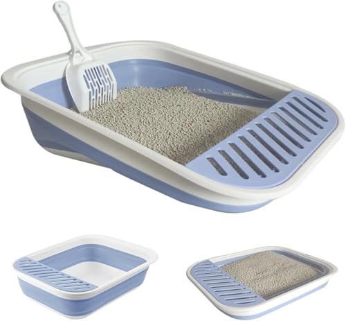 Katzentoilette Flach Groß, Katzenklo Niedrig für alte Katzen, Katzenklo Flach Mit Schaufel, Reisetoilette Katze, Faltbare Katzentoilette mit Schaufel, Katzenklo Groß, Faltbare Flache Katzentoilette Katzentoilette Flach Groß, Katzenklo Niedrig für alte Katzen, Katzenklo Flach Mit Schaufel, Reisetoilette Katze, Faltbare Katzentoilette mit Schaufel, Katzenklo Groß, Faltbare Flache Katzentoilette von Fhintory