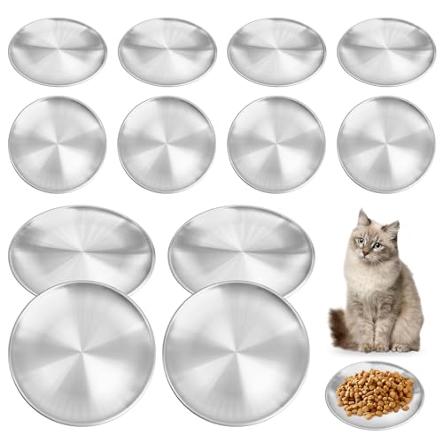 Fhiny 12-teiliges Edelstahl-Katzennapf-Set, 17 cm, breiter Schnurrhaar-freundlicher Katzennapf, flacher Futternapf, Ersatz für kleine Haustiere, Metall, flacher Katzennapf für streunende Katzen, Hunde Fhiny 12-teiliges Edelstahl-Katzennapf-Set, 17 cm, breiter Schnurrhaar-freundlicher Katzennapf, flacher Futternapf, Ersatz für kleine Haustiere, Metall, flacher Katzennapf für streunende Katzen, Hunde von Fhiny