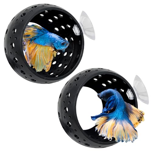 Fhiny Betta-Tunnel, 2 Stück, Aquarium, Betta-Fischversteck mit Saugnapf, Fischtunnel, Garnelen-Höhle, Aquarium-Ornament, Aquarium-Zubehör, für kleine Fische, Garnelen, Betta, Guppy, zum Ausruhen von Fhiny