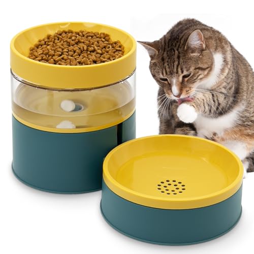 Fhiny Erhöhter Futternapf für Katzen und Wasserspender, 2-in-1 Schwerkraft-Automatischer Haustier-Bewässerungsbehälter, erhöhter Futternapf, erhöhter Futternapf für Katzen, Kätzchen, leicht zu von Fhiny