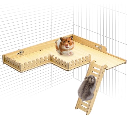 Fhiny Hamster Holzplattform für Käfig, hängende Rennmaus, Kletterplattform mit Leiter & Zaun, Hamsteraktivität, Spielplatz, Lebensraum, Dekoration, Käfigzubehör für Zwerghamster, Rennmäuse, Ratten, Fhiny Hamster Holzplattform für Käfig, hängende Rennmaus, Kletterplattform mit Leiter & Zaun, Hamsteraktivität, Spielplatz, Lebensraum, Dekoration, Käfigzubehör für Zwerghamster, Rennmäuse, Ratten, von Fhiny